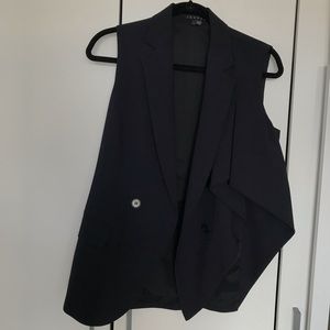 Theory Asymmetrical Cropped Vest Navy size 4